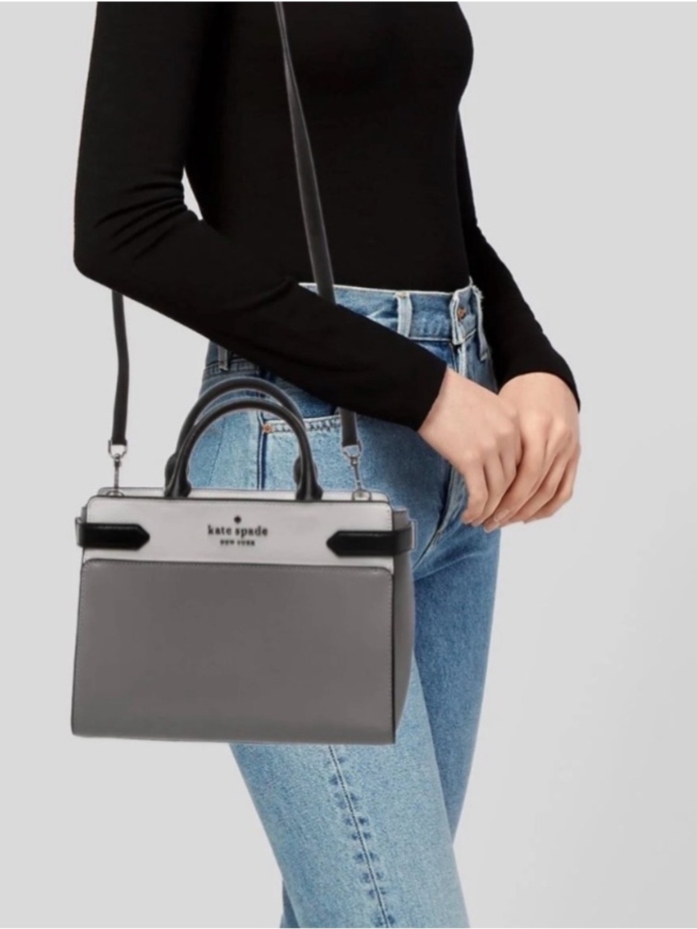 Kate Spade Gray Two-Tone Structured Satchel